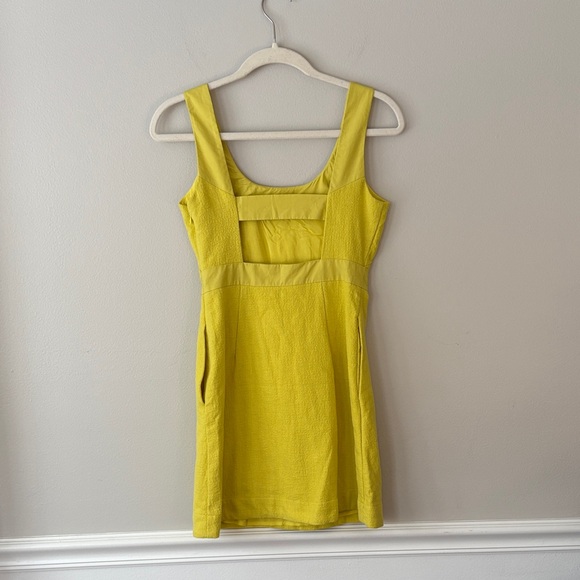Anthropologie Maeve Sleeveless Mini Dress With Back Cutout In Chartreuse - Picture 7 of 12